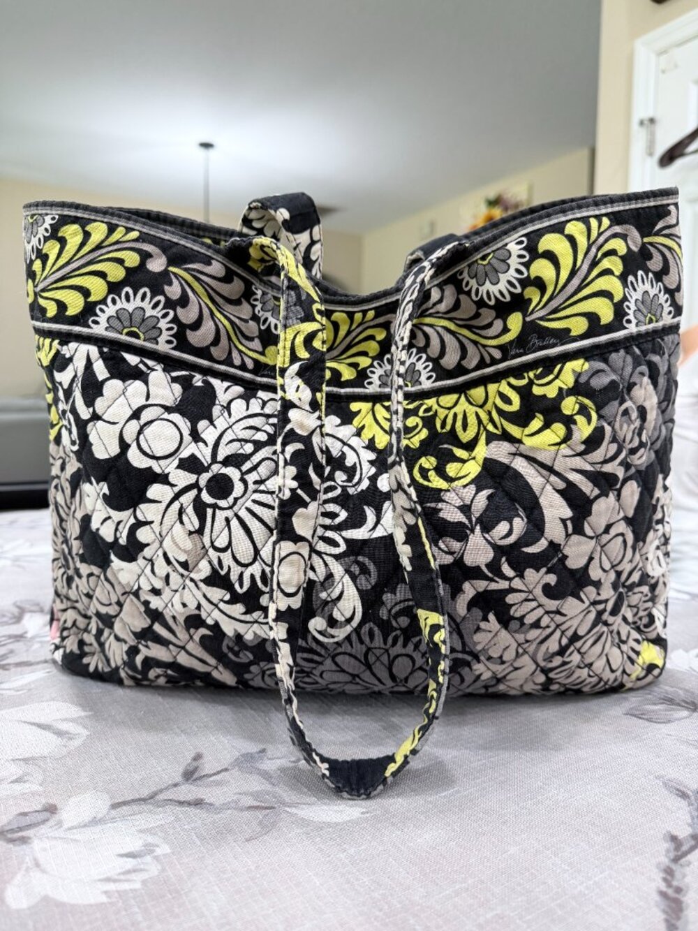 Vera Bradley Vera Tote Baroque Retired 2010 Black Yellow Floral Bag
